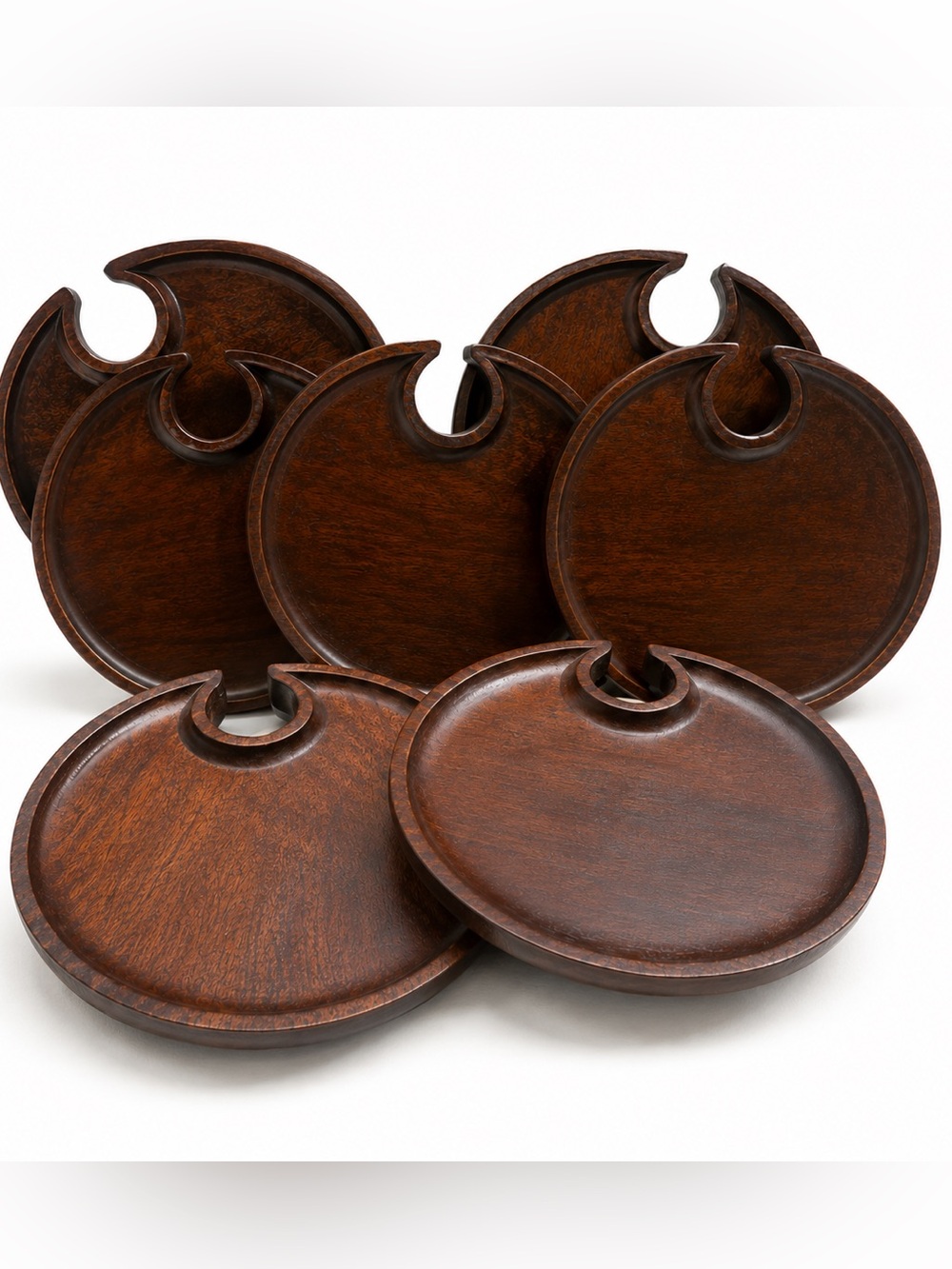 Pottery Barn SET OF 7 Wood Mingling Hors d'oeuvres Appetizer Wine Holder Plates